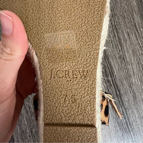 New J Crew Leopard Calfhair Wedge Espadrilles NWOT Size 7,5 - Picture 8 of 9